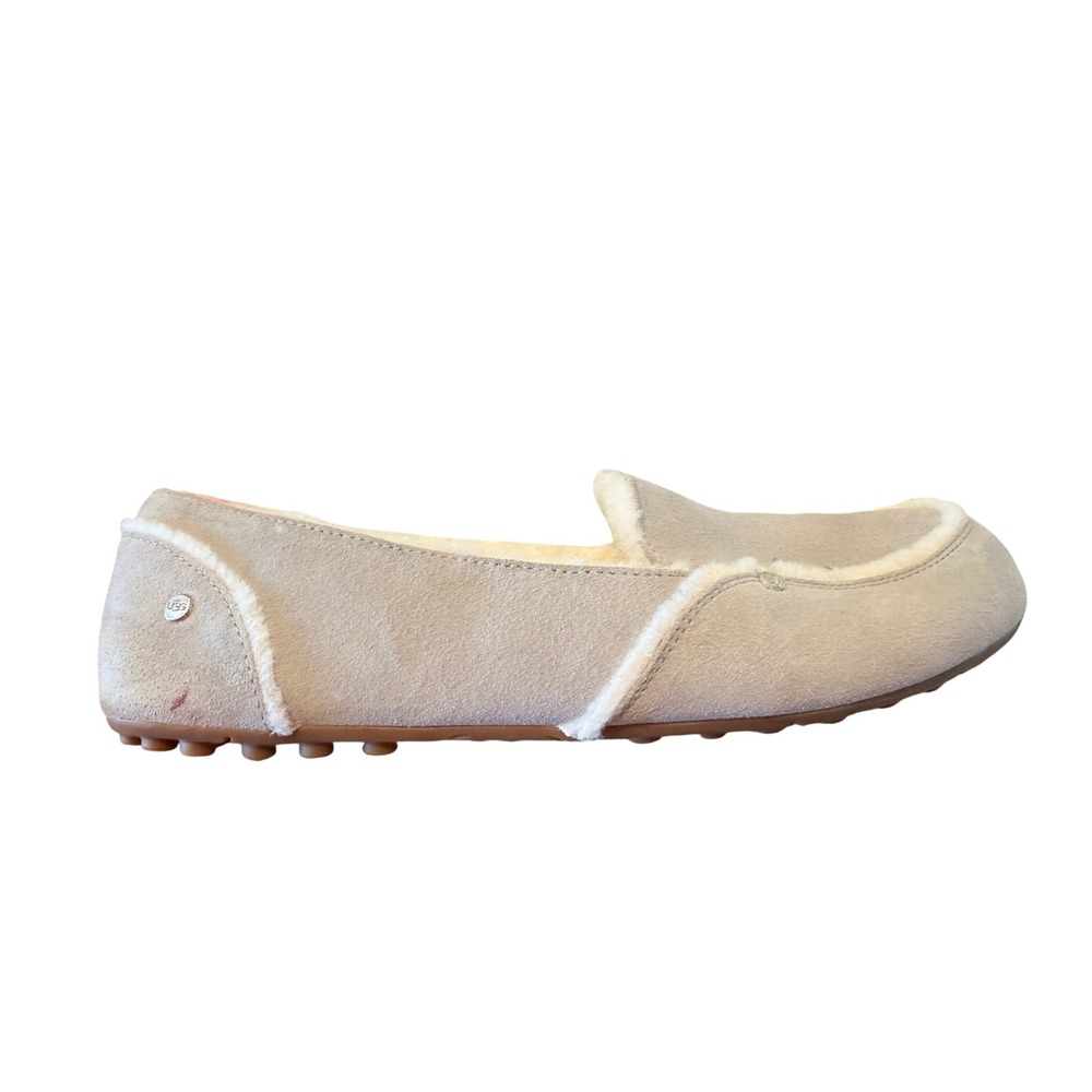 UGG Women's Gray Suede Sheepskin Lined Moccasin Slippers Comfort Shoes‎ Size 12 - Picture 8 of 16